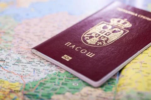 Passport on map Stock-Fotos