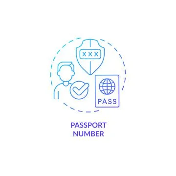 Passport number blue gradient concept icon Stock Illustration