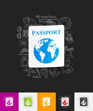 Passport paper sticker with hand drawn elements イラスト素材