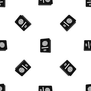 Passport pattern seamless black Stock Illustration