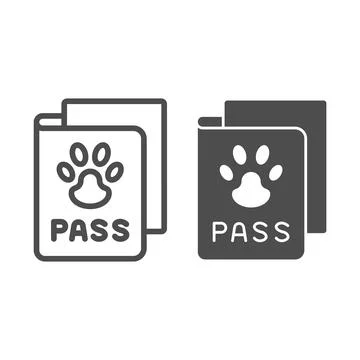 Passport of pet line and solid icon, animal hospital concept, Personal passport Stock Illustration