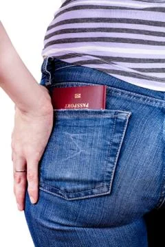 Passport in a pocket Foto stock