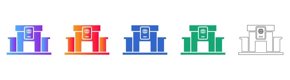 Passport Processing Office Icons Stock Illustration
