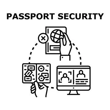 Passport security checking global travel identity verification process Ilustración de archivo
