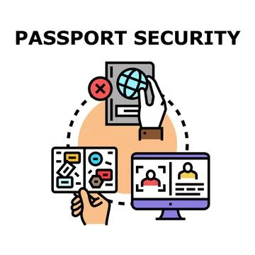 Passport security checking global travel identity verification process Ilustración de archivo