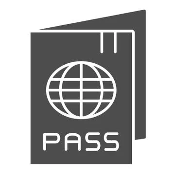 Passport solid icon. Identification document vector illustration isolated on Illustrazione stock