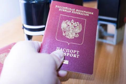 Passport on the table Stock Photos
