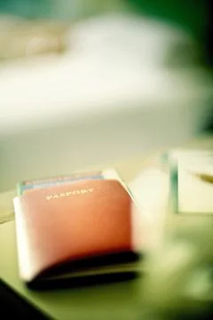 Passport on the table Stock Photos