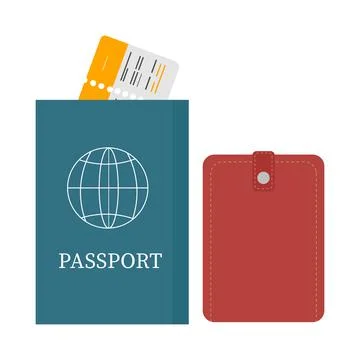 Passport with ticket and wallet for using the clipart Stockillustratie