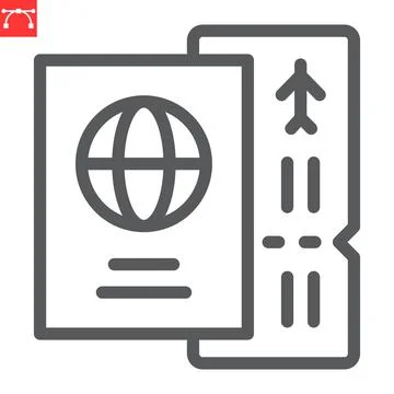 Passport with ticket line icon Stock Illustration