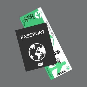 Passport with ticket vector illustration in flat style Stock Illustration