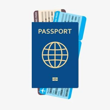 Passport with tickets flat icon. Documents for travel. Vector illustration. Stock Illustration