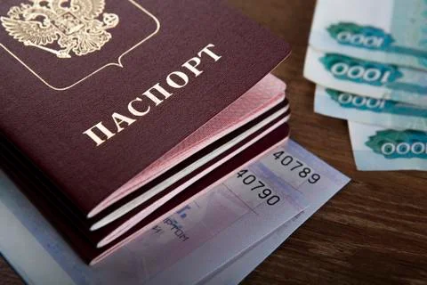 Passport in the train tickets Foto stock