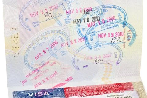 Passport with US visa  Stock Photos