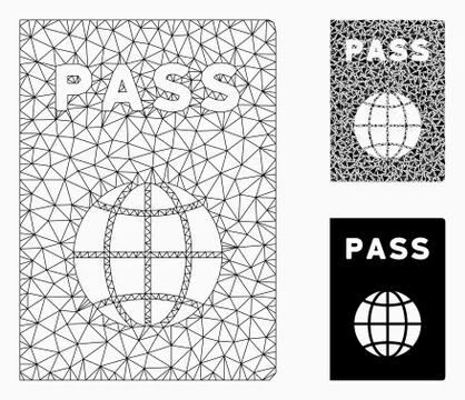 Passport Vector Mesh 2D Model and Triangle Mosaic Icon 스톡 일러스트