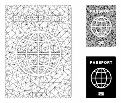 Passport Vector Mesh 2D Model and Triangle Mosaic Icon 스톡 일러스트