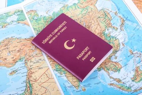 Passport on World Map Stock Photos