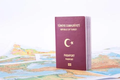Passport on World Map Stock Photos