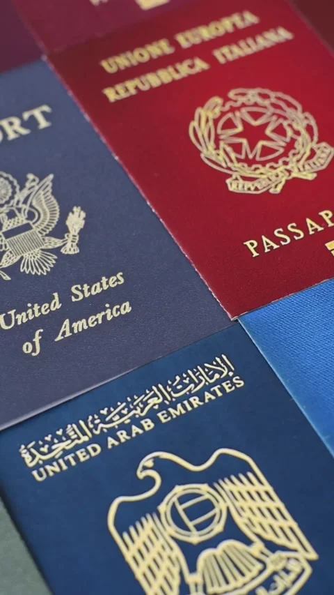 Passports of citizens of different countries of the world Stock Footage 310882882