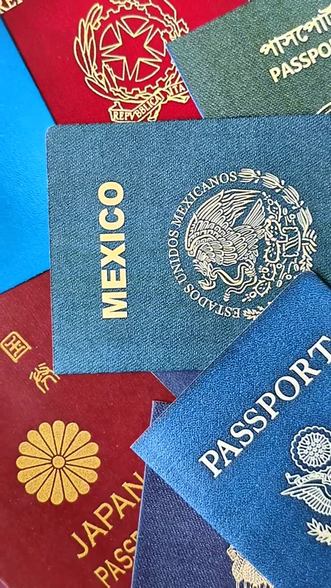 Passports of citizens of different countries of the world Stock Footage 310882919