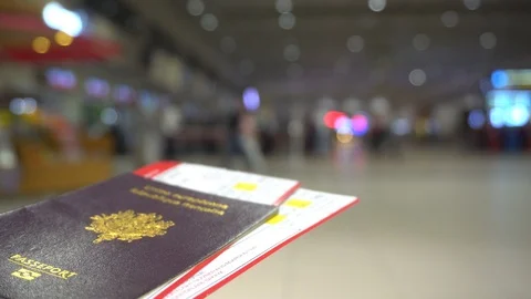 Passports, E-Ticket And Boarding Pass With Travel Itinerary Stock Footage 105816015