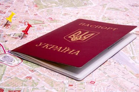 Passports on a map of the Rome Stock Photos