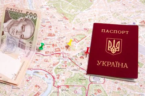 Passports on a map of the Rome Stock Photos