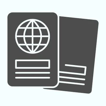 Passports solid icon. ID documents illustration isolated on white. Travel 库存插图