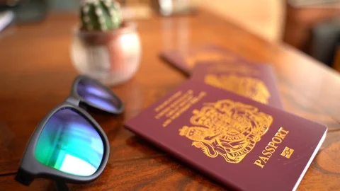 Passports Still on Table Stock Footage 92843606