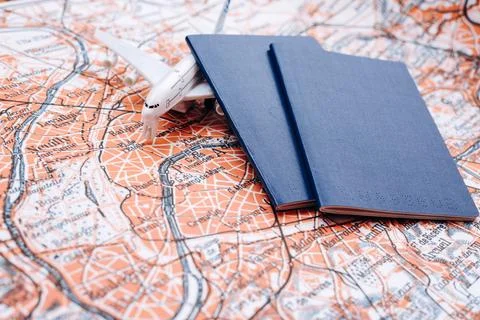 Passports on the world map Stock Photos