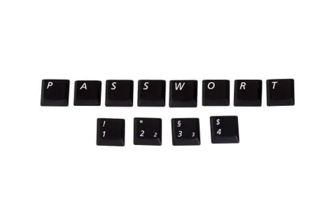 Password 1234 written in keys Stock Photos