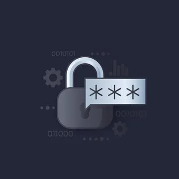 Password access and cybersecurity vector icon Stock Illustration
