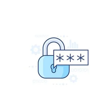 Password access, authentication and cybersecurity vector icon 스톡 일러스트
