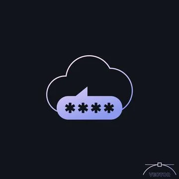 Password access to a cloud icon with gradient 스톡 일러스트