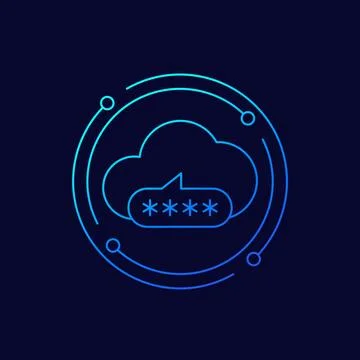 Password access to a cloud icon, linear design Stock Illustration