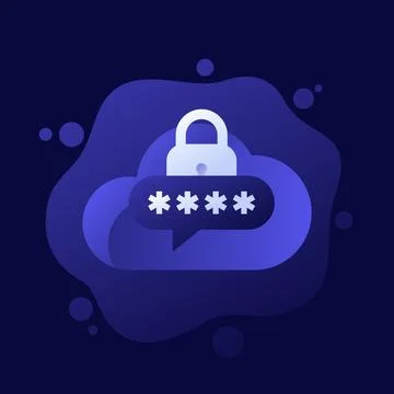 Password access to cloud icon for web, vector 스톡 일러스트