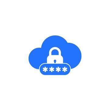 Password access to cloud icon on white Stock Illustration