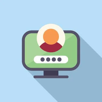 Password access data icon flat vector. Personal computer Illustrazione stock