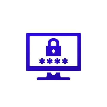 Password access icon with a computer Illustrazione stock