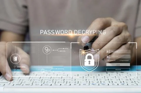 Password to access personal user data, cybersecurity concept Stock Photos