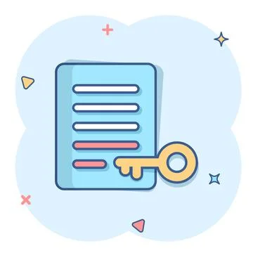 Password account icon in comic style. Keyword cartoon vector illustration on  Stock Illustration