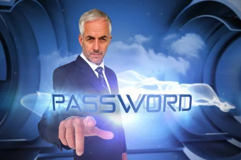 Password against white cloud design on a futuristic structure Stock Illustration