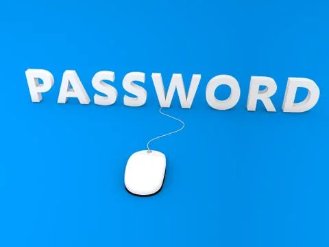Password and computer mouse on a blue background. Stock Illustration