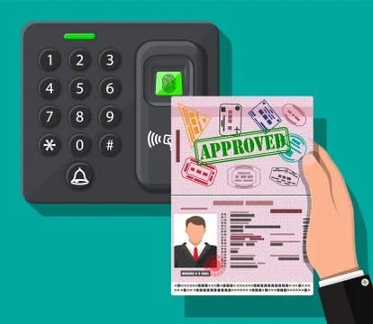 Password and fingerprint security device with hand Stockillustratie