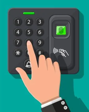 Password and fingerprint security device with hand イラスト素材