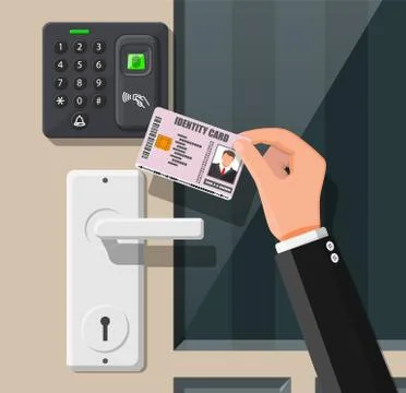 Password and fingerprint security device with hand 스톡 일러스트