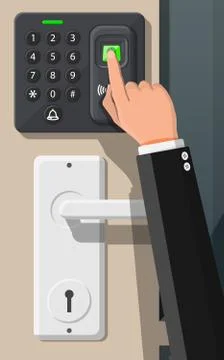 Password and fingerprint security device with hand Stock Illustration