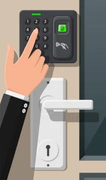 Password and fingerprint security device with hand Stock-Illustration