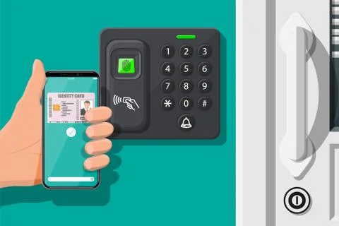 Password and fingerprint security device with hand Stock Illustration
