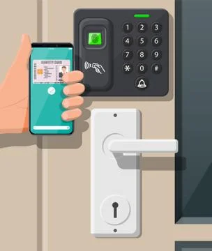 Password and fingerprint security device with hand イラスト素材